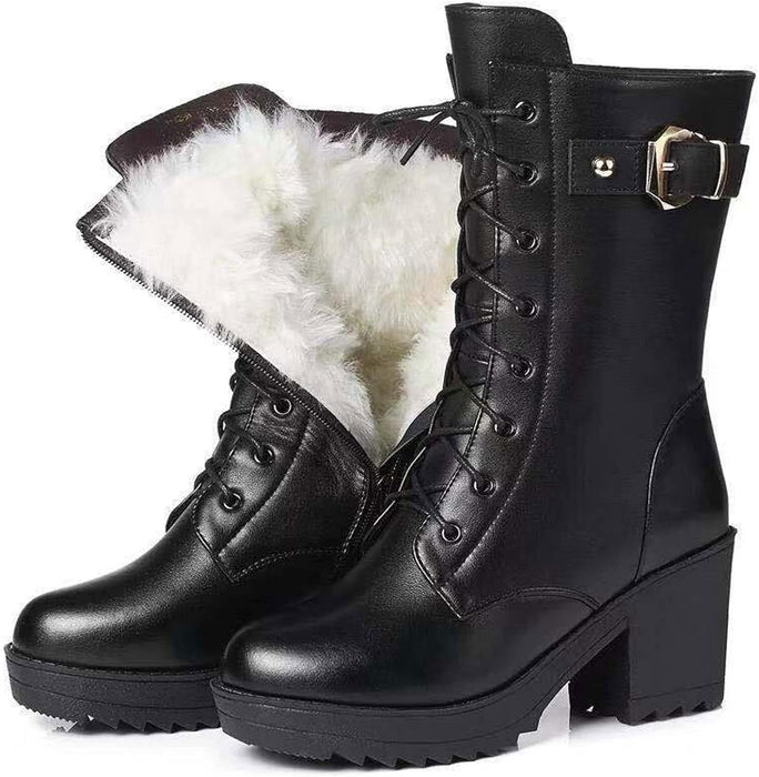 Damevinterstøvler med pelsfor – Wodoodporne Skridsikre støvler til kolde dage