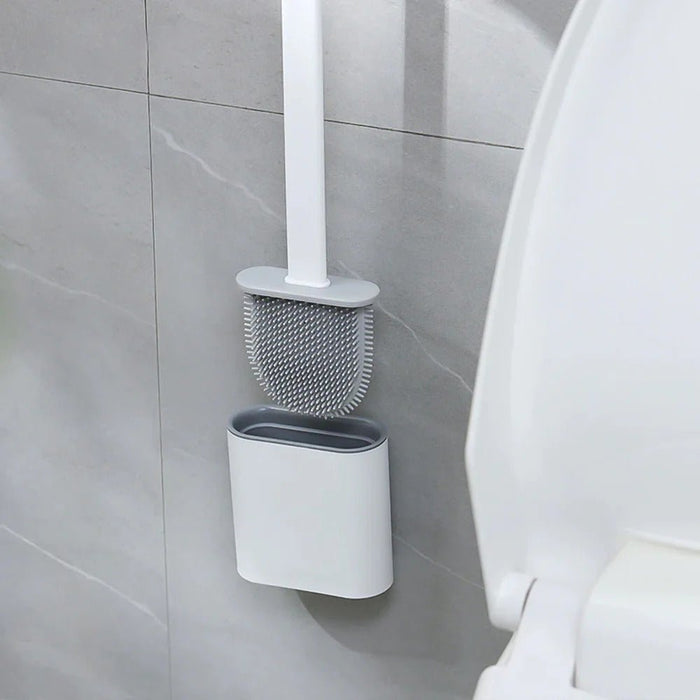 Silikoninen WC-harja seinätelineellä hygieniseen ja tehokkaaseen puhdistukseen
