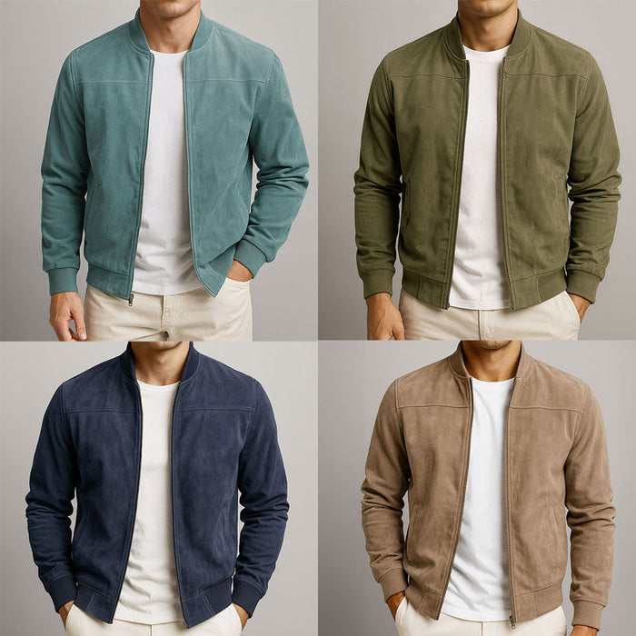 Stijlvolle Heren Zomerjas met Suède Look en Comfortabele Moderne Pasvorm