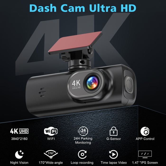 4K Ultra Dashcam – Slimme Beveiliging en Scherp Beeld tijdens Elke Rit