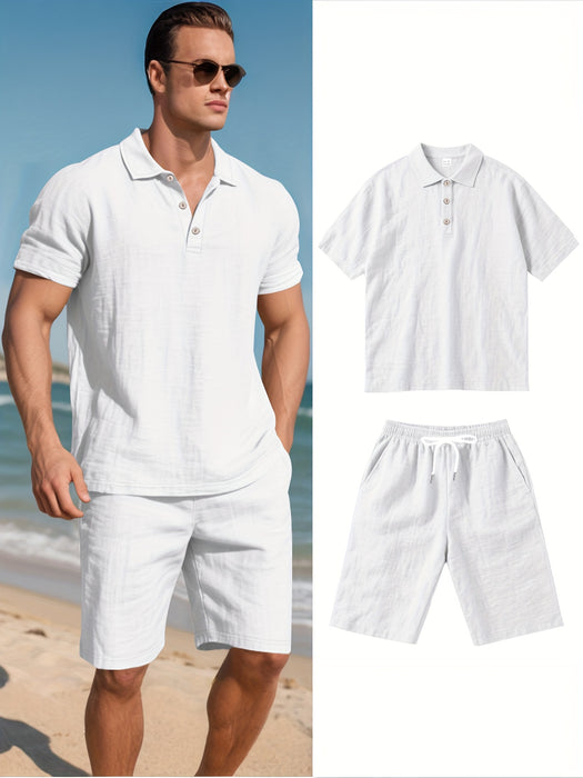 Heren Linnen Polo en Shorts Set – Comfortabel en Casual voor Warme Dagen