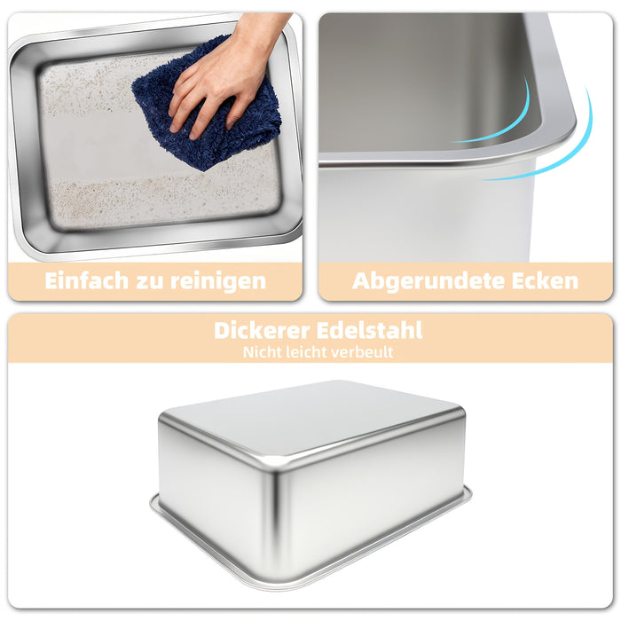 Lettiera in Acciaio Inox Extra Grande con Basso Ingresso – Design Durevole e Igienico