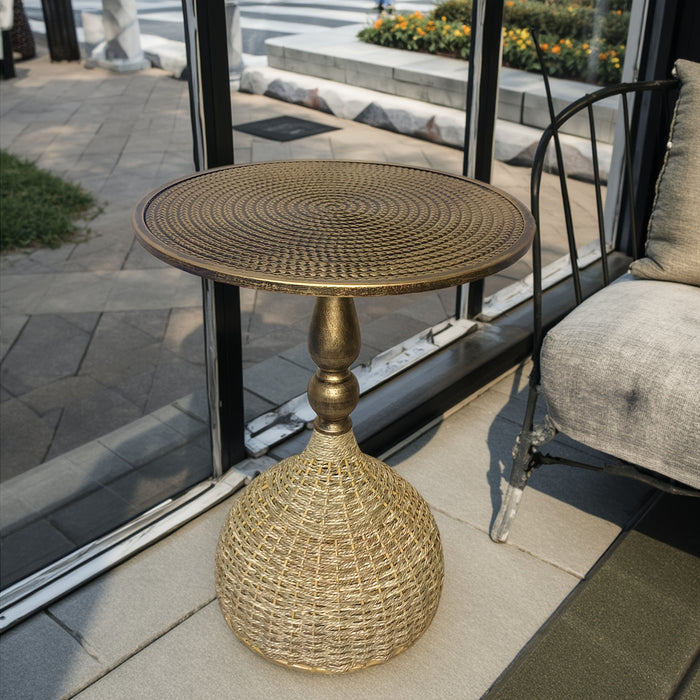 Handgemaakte Watergras Koffietafel – Antiek Bronzen Look