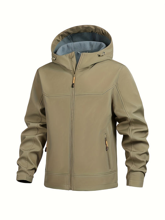 Heren outdoor softshell jas met capuchon – Sneldrogend en windwerend