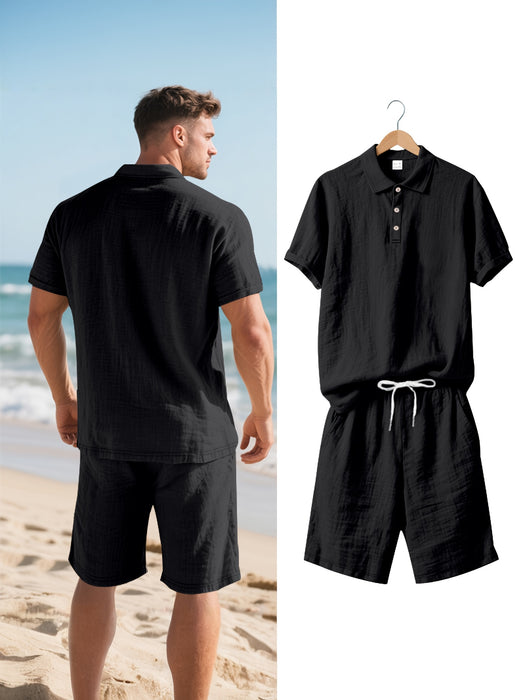 Heren Linnen Polo en Shorts Set – Comfortabel en Casual voor Warme Dagen