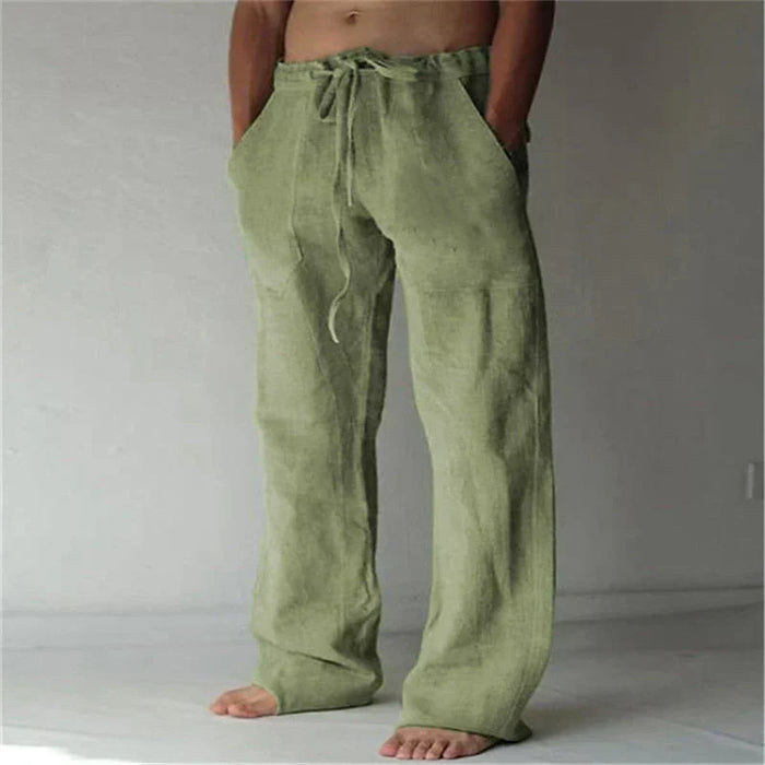 Linnen Broek Heren met Baggy Pasvorm en Elastische Taille