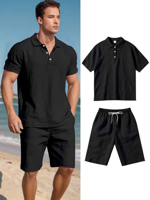 Heren Linnen Polo en Shorts Set – Comfortabel en Casual voor Warme Dagen