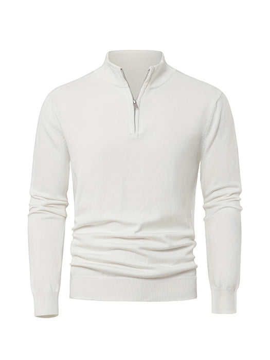 Herre strikket vest med halv glidelås – Varm høyhalset modell for høst og vinter