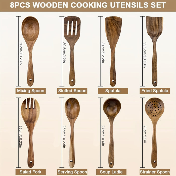 8-Delige Acaciahouten Keukenset – Stijlvol en Praktisch