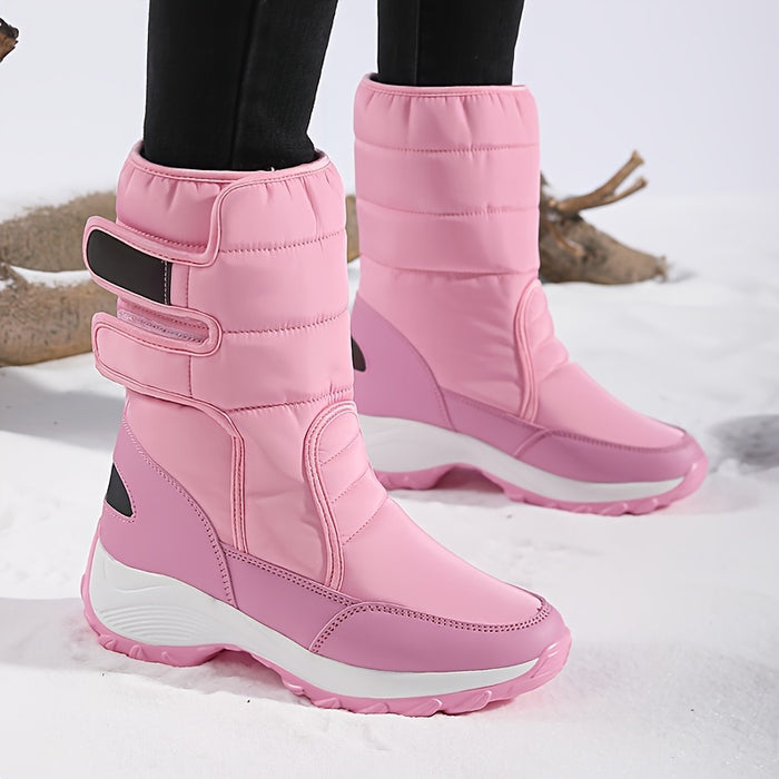 Dames Mid-Cut Snow Boots – Warme Winterlaarzen met Anti-Slip Zool en Klittenbandsluiting