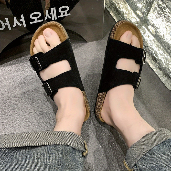 Retro Slides met Dubbele Verstelbare Gespen voor Heren  – Comfortabel en Stijlvol voor Heren