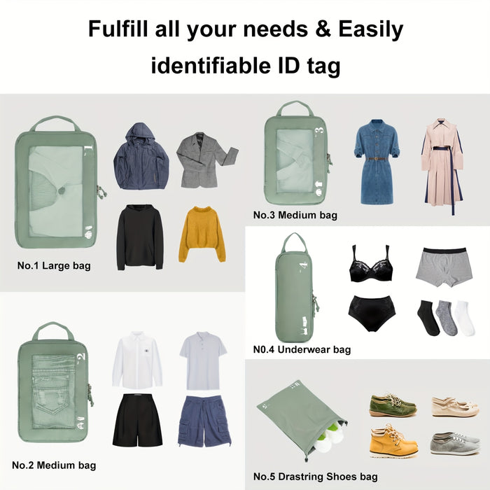 TravelSmart Compressie Reisorganizer Set – Efficiënte Bagageoplossing