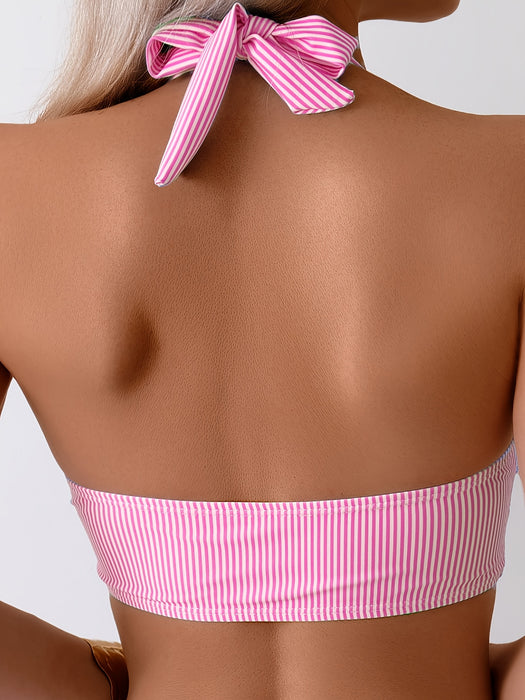 Dames Bikini Set met Fijn Gestreept Halternek Design – Comfortabel en Modieus