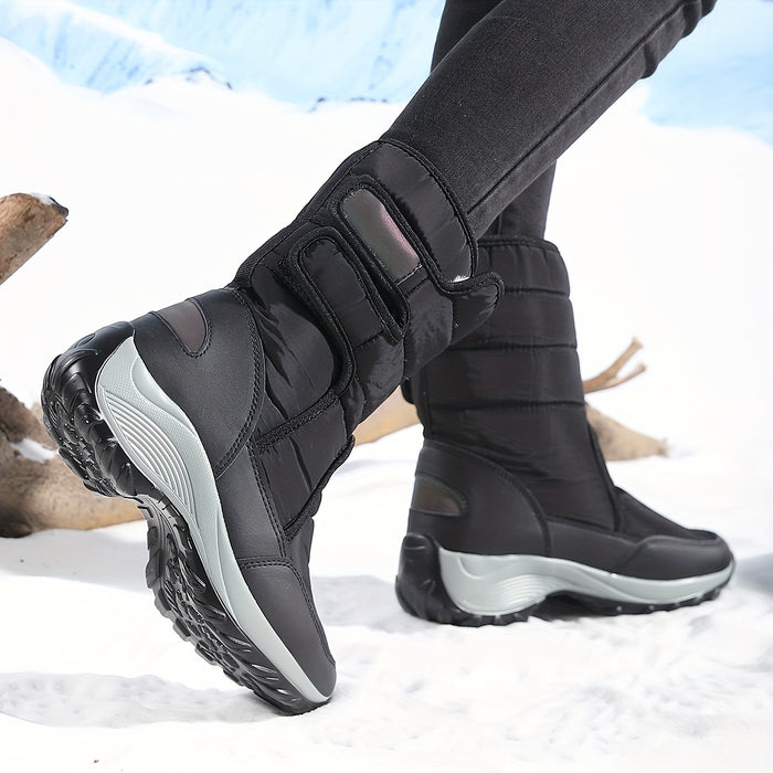 Dames Mid-Cut Snow Boots – Warme Winterlaarzen met Anti-Slip Zool en Klittenbandsluiting