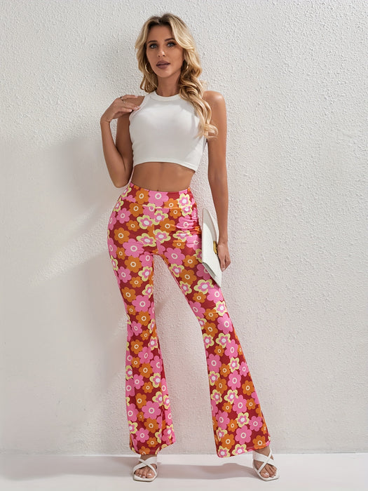 Vrolijke Bloemen Flared Broek – Stijlvol en Ademend voor Lente en Zomer