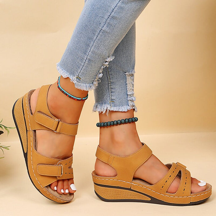 Verstelbare Wedge Sandalen voor Vrouwen – Veilige Klittenband Comfort