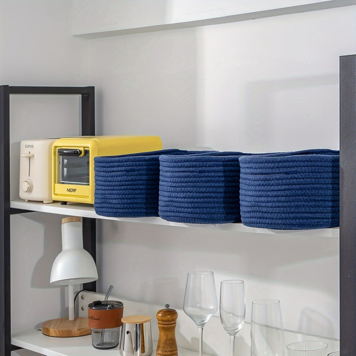 Cesto Portaoggetti Intrecciato Moderno per Armadio e Scrivania – Design Compatto e Elegante