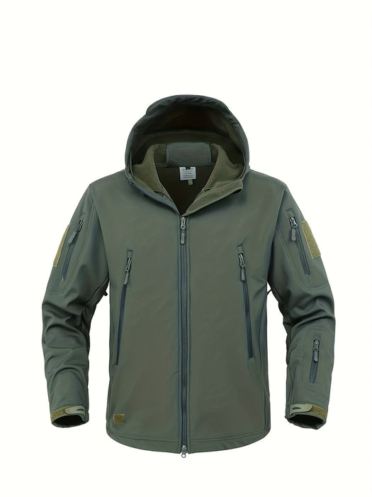 Giacca softshell outdoor uomo con cappuccio e calda fodera antivento
