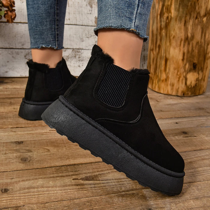 Dames ankelstøvler med varm fôr – Komfortable vinterstøvler med sklisåle