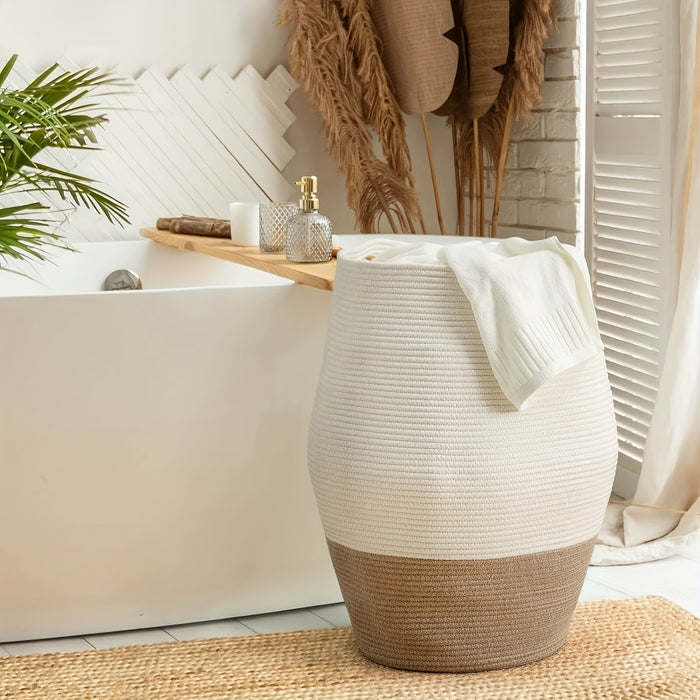 Grote Geweven Wicker Wasmand – Praktisch en Elegant voor Elke Wasruimte
