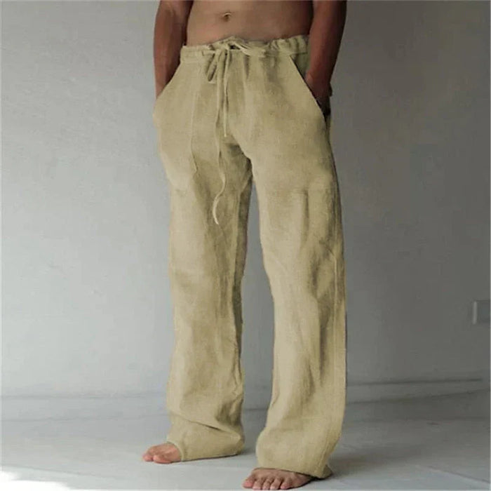 Linnen Broek Heren met Baggy Pasvorm en Elastische Taille