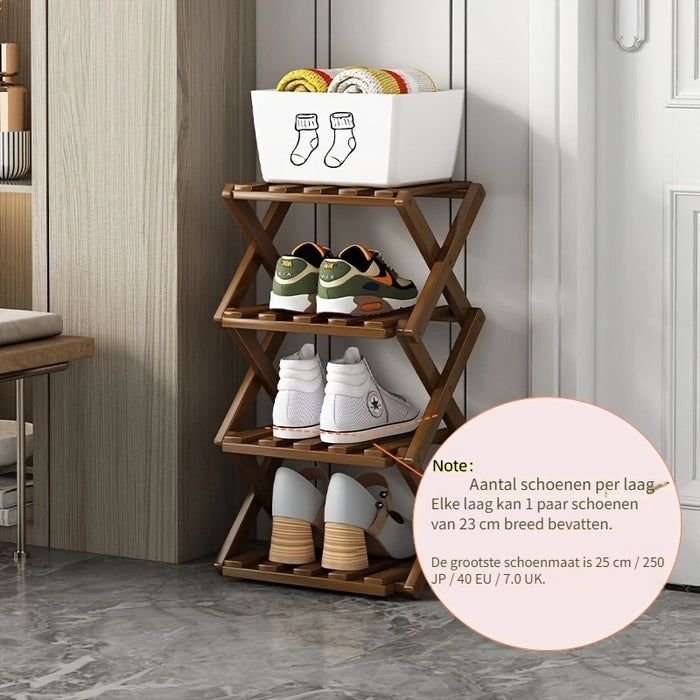 Functioneel Bamboe Schoenenrek – Compact en Flexibel voor Kleine Ruimtes