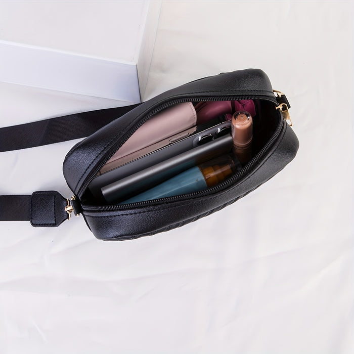 Chique Lichtgewicht Damestas – Gestreept en Gewatteerd met Gouden Hardware