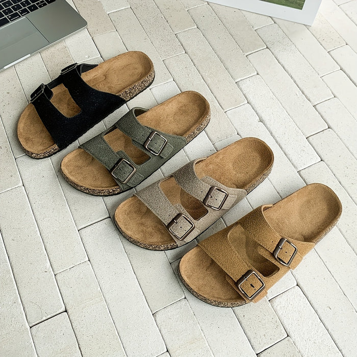 Retro Slides met Dubbele Verstelbare Gespen voor Heren  – Comfortabel en Stijlvol voor Heren