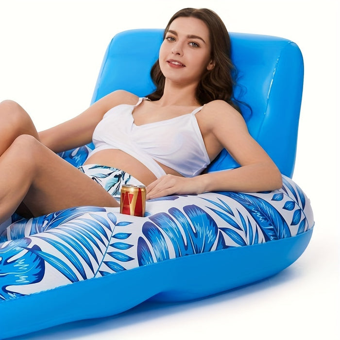 Lounge de piscine gonflable avec dossier et porte-gobelets pour une flottaison détendue