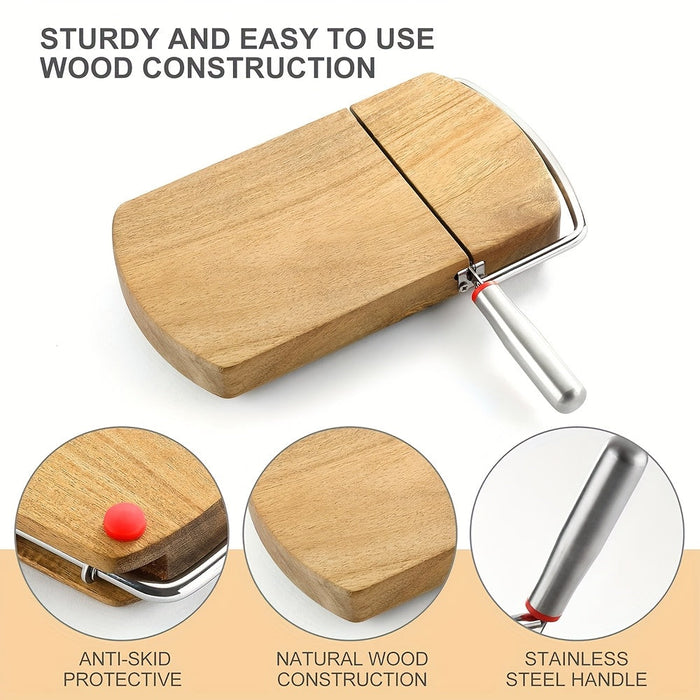 Artisan Acacia Kaassnijder – Roestvrijstalen Mes op Elegante Houten Basis