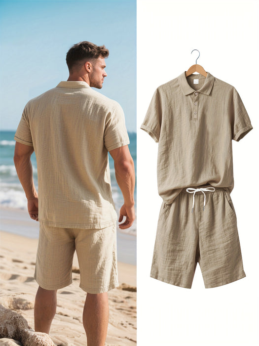 Heren Linnen Polo en Shorts Set – Comfortabel en Casual voor Warme Dagen