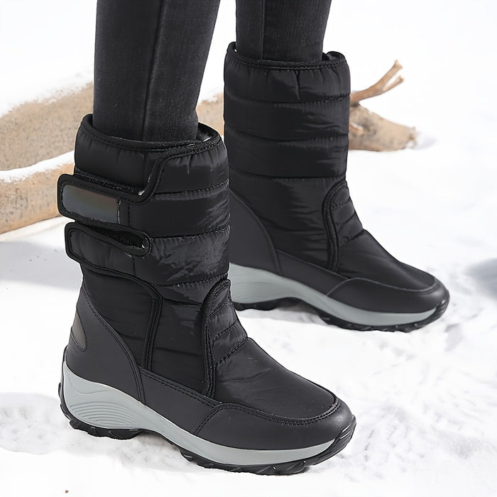 Dames Mid-Cut Snow Boots – Warme Winterlaarzen met Anti-Slip Zool en Klittenbandsluiting