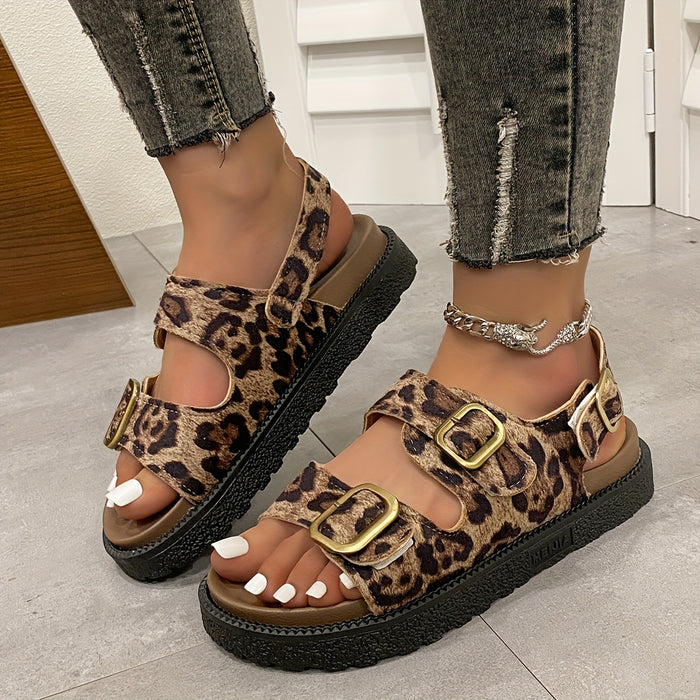 Modieuze Dames Plateau Sandalen met Luipaardprint – Comfort en Stijl in Één