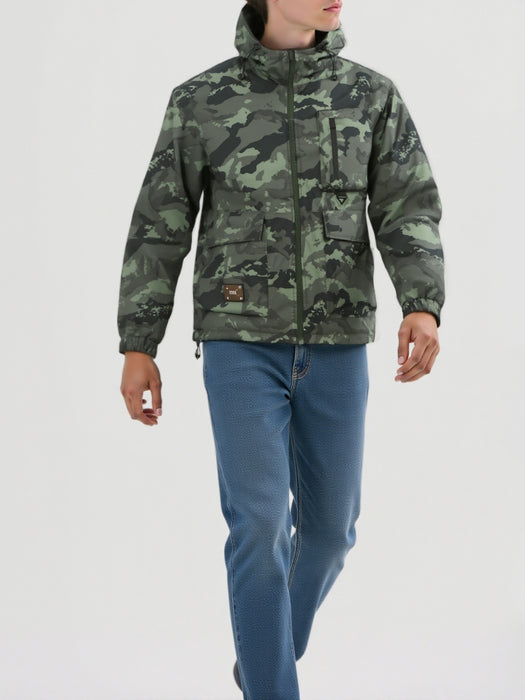 Heren jas met camouflagepatroon en capuchon – Casual en comfortabel