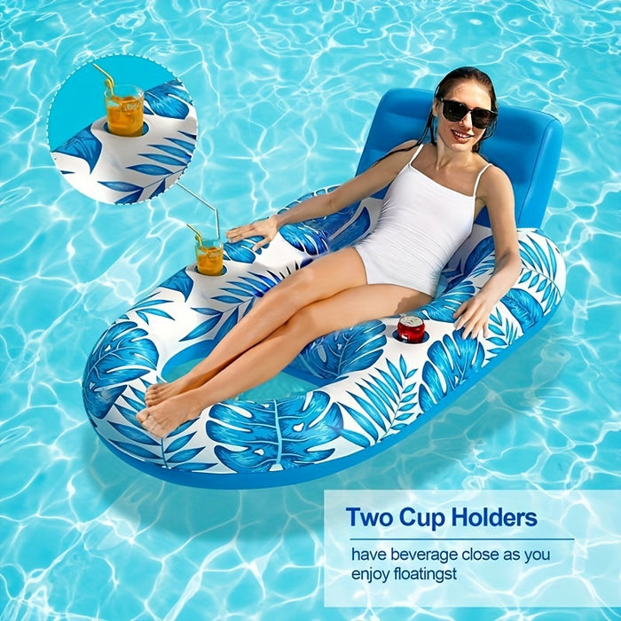 Lounge de piscine gonflable avec dossier et porte-gobelets pour une flottaison détendue