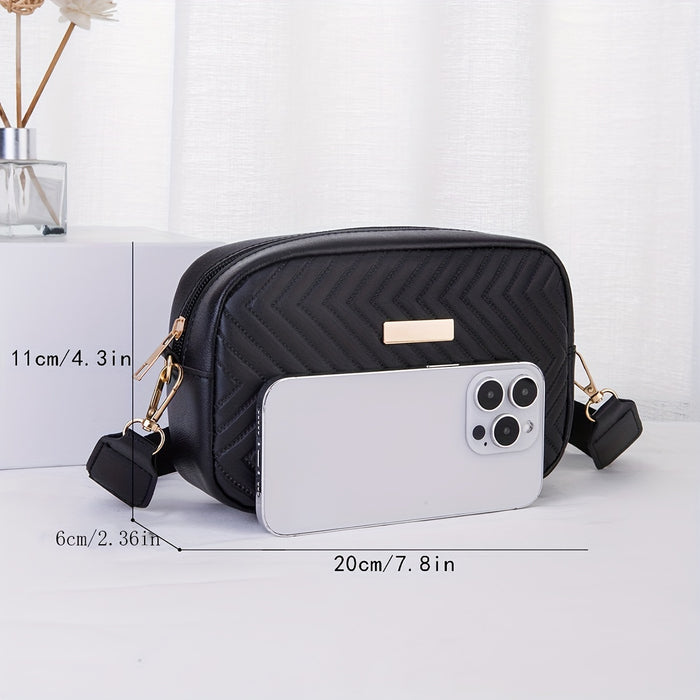 Chique Lichtgewicht Damestas – Gestreept en Gewatteerd met Gouden Hardware