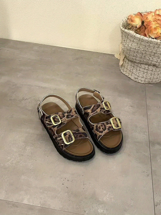 Modieuze Dames Plateau Sandalen met Luipaardprint – Comfort en Stijl in Één