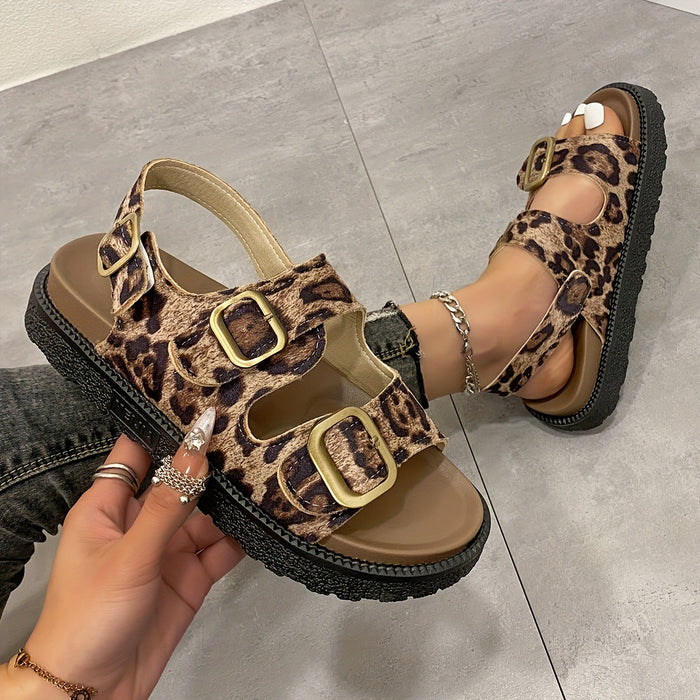 Modieuze Dames Plateau Sandalen met Luipaardprint – Comfort en Stijl in Één
