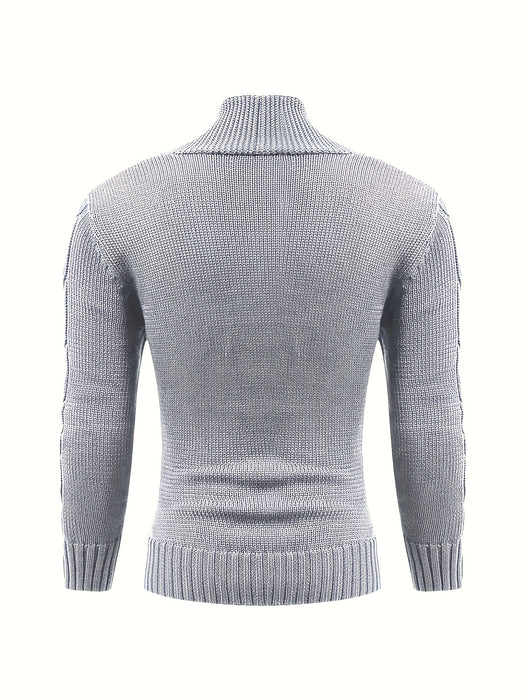 Herrkabelstickad V-ringad kofta – Bekväm och mångsidig