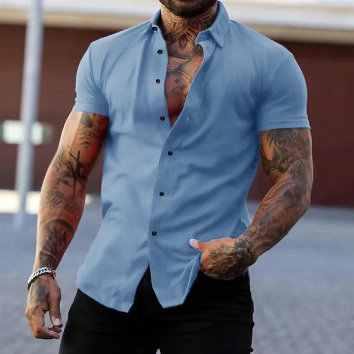 Miesten lyhythihainen kauluspaita modernilla slim fit -leikkauksella