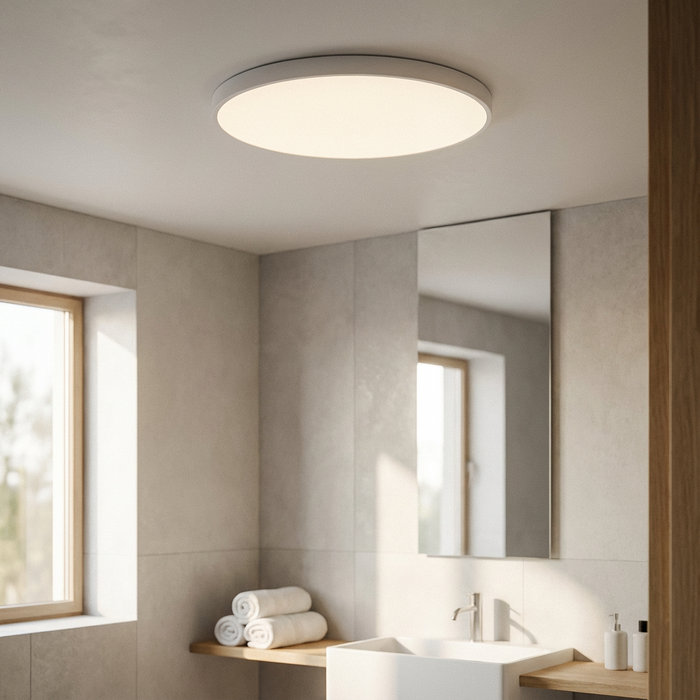 Lampada da Soffitto LED Rotonda con Bordo Dorato – Design Sottile e Luce Soffusa