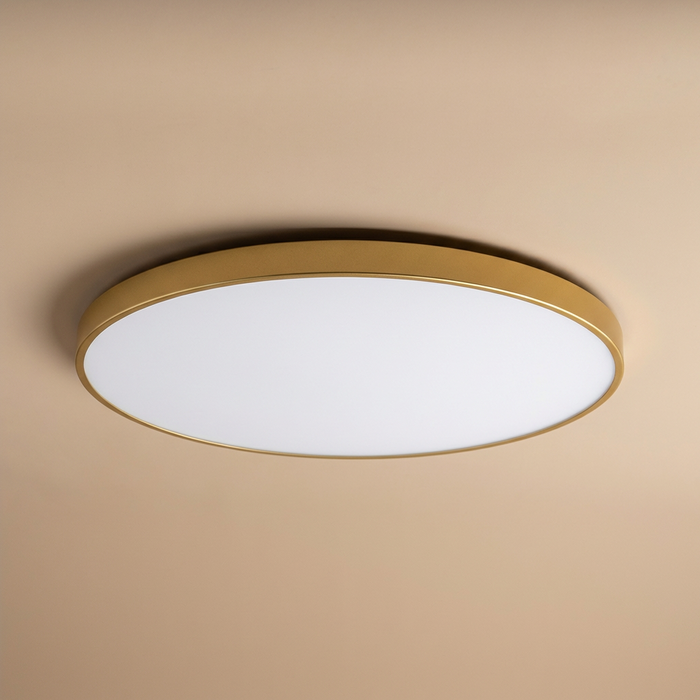 Lampada da Soffitto LED Rotonda con Bordo Dorato – Design Sottile e Luce Soffusa