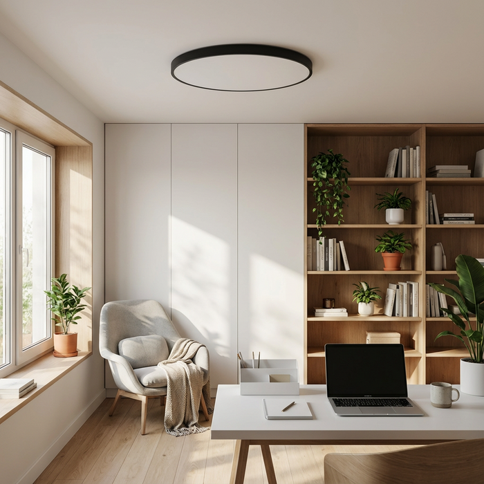 Lampada da Soffitto LED Rotonda con Bordo Dorato – Design Sottile e Luce Soffusa