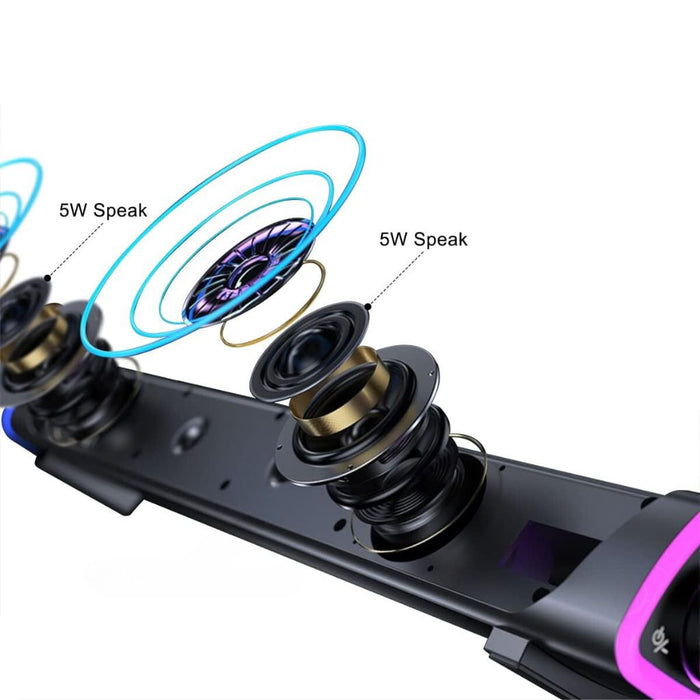 SonicBeam Gaming Soundbar – Dynamisch Geluid met LED-Sfeer