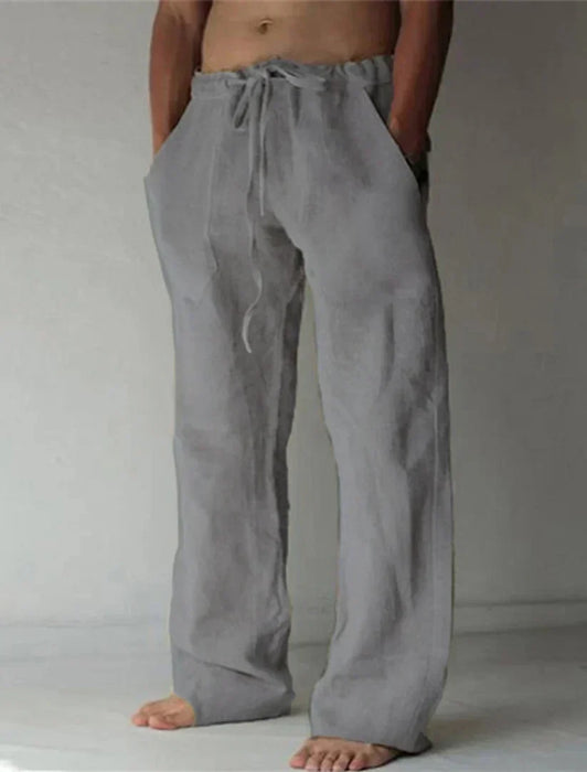 Linnen Broek Heren met Baggy Pasvorm en Elastische Taille