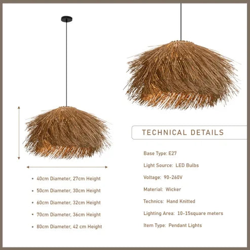 Handgemaakte Rattan Hanglamp voor Warme Natuurlijke Sfeer in Huis