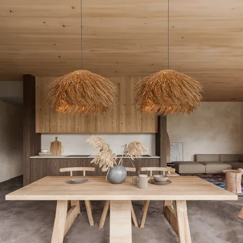 Handgemaakte Rattan Hanglamp voor Warme Natuurlijke Sfeer in Huis