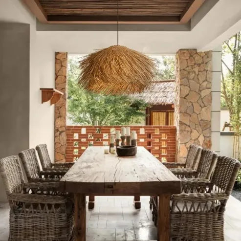 Handgemaakte Rattan Hanglamp voor Warme Natuurlijke Sfeer in Huis