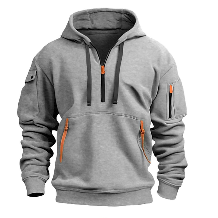 Heren hoodie met rits en capuchon – Casual outdoor sweatshirt