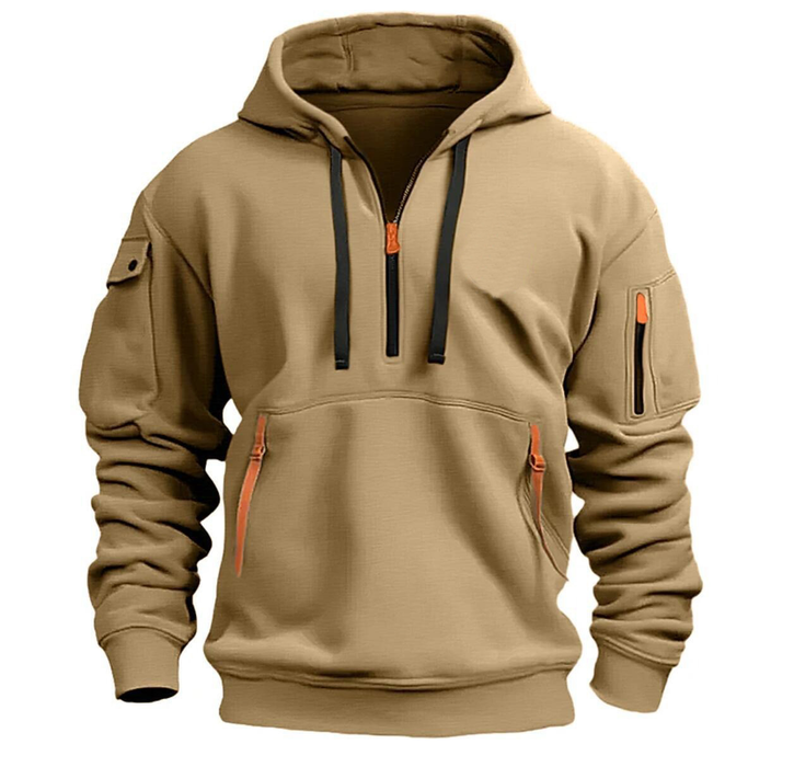 Heren hoodie met rits en capuchon – Casual outdoor sweatshirt